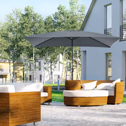 Outsunny 3x2m Patio Parasol Canopy Tilt Crank 6 Ribs Sun Shade Garden Dark Grey