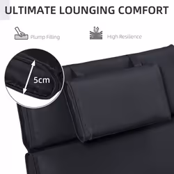 Outsunny Garden Sun Lounger Chair Cushion Reclining Relaxer Indoor Outdoor Black