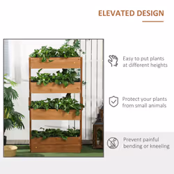 Outsunny Raised Garden Bed Wooden Plant Stand Orange