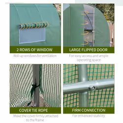 Outsunny 3 x 2M Walk-in Garden Polytunnel Greenhouse Galvanised Steel W/ Door - Additional view 4