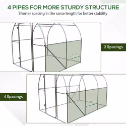 Outsunny 3 x 2M Walk-in Garden Polytunnel Greenhouse Galvanised Steel W/ Door - Additional view 6