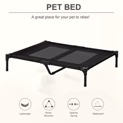 PawHut Large Pet Cot Portable Dog Cat Sleep Bed Elevated Outdoor Black