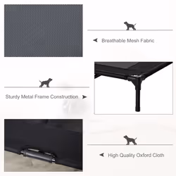 PawHut Large Pet Cot Portable Dog Cat Sleep Bed Elevated Outdoor Black - Additional view 5