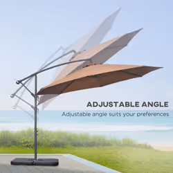 Outsunny 3(m) Banana Parasol Cantilever Umbrella Garden w/ Base Weights, Coffee
