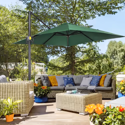 Outsunny Square Cantilever Roma Parasol, 360-Degree Rotation, Green