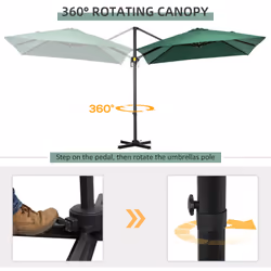 Outsunny Square Cantilever Roma Parasol, 360-Degree Rotation, Green