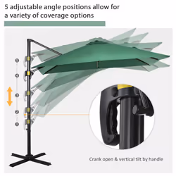 Outsunny Square Cantilever Roma Parasol, 360-Degree Rotation, Green