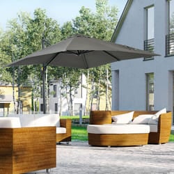 Outsunny Square Cantilever Roma Parasol, 360-Degree Rotation, Grey