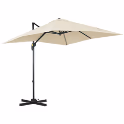 Outsunny Square Cantilever Roma Parasol, 360-Degree Rotation, Cream White - Additional view 8