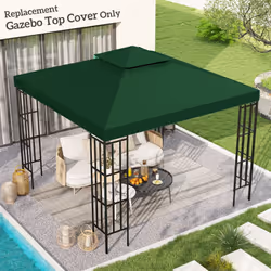 Outsunny 3(m) 2 Tier Garden Gazebo Top Cover Replacement Canopy Roof Dark Green