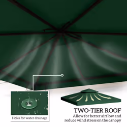 Outsunny 3(m) 2 Tier Garden Gazebo Top Cover Replacement Canopy Roof Dark Green