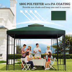 Outsunny 3(m) 2 Tier Garden Gazebo Top Cover Replacement Canopy Roof Dark Green