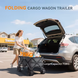 Outsunny Outdoor Cart Folding Cargo Wagon Trailer Beach w/ Handle Dark Grey - Additional view 6