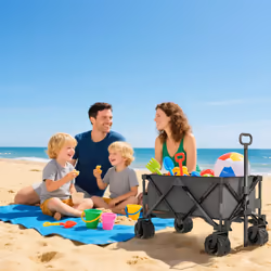 Outsunny Outdoor Cart Folding Cargo Wagon Trailer Beach w/ Handle Dark Grey - Additional view 7