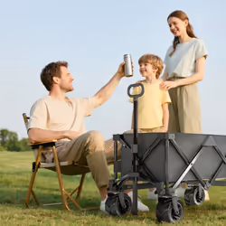 Outsunny Outdoor Cart Folding Cargo Wagon Trailer Beach w/ Handle Dark Grey - Additional view 8