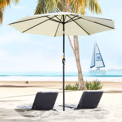 Outsunny 3(m) Patio Umbrella Outdoor Sunshade Canopy w/ Tilt & Crank Beige
