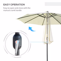 Outsunny 3(m) Patio Umbrella Outdoor Sunshade Canopy w/ Tilt & Crank Beige