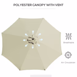 Outsunny 3(m) Patio Umbrella Outdoor Sunshade Canopy w/ Tilt & Crank Beige
