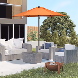 Outsunny 2m Parasol Patio Umbrella, Outdoor Sun Shade with 6 Ribs Orange
