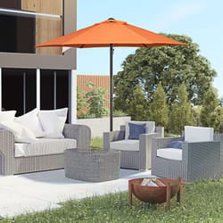 Outsunny 2m Parasol Patio Umbrella, Outdoor Sun Shade with 6 Ribs Orange