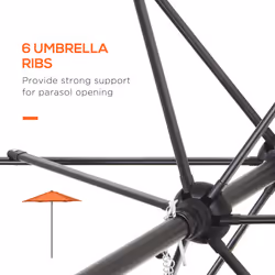 Outsunny 2m Parasol Patio Umbrella, Outdoor Sun Shade with 6 Ribs Orange