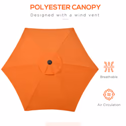 Outsunny 2m Parasol Patio Umbrella, Outdoor Sun Shade with 6 Ribs Orange - Additional view 4