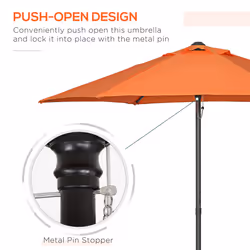 Outsunny 2m Parasol Patio Umbrella, Outdoor Sun Shade with 6 Ribs Orange - Additional view 5