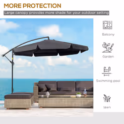 Outsunny 2.7m Garden Cantilever Banana Parasol Sun Shade w/ Crank, Black - Additional view 4