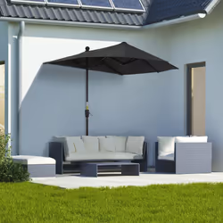 Outsunny 2m Half Garden Parasol Market Umbrella w/ Crank Handle, Base Black