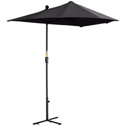 Outsunny 2m Half Garden Parasol Market Umbrella w/ Crank Handle, Base Black - Additional view 8