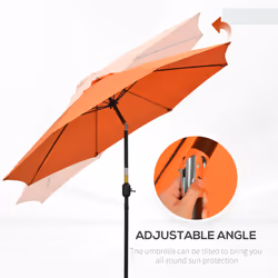 Outsunny 2.6M Patio Umbrella Outdoor Sunshade Canopy w/ Tilt and Crank Orange - Additional view 7