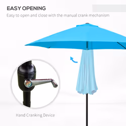 Outsunny 2.6M Patio Umbrella Outdoor Sunshade Canopy w/ Tilt and Crank Blue
