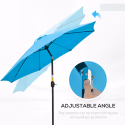 Outsunny 2.6M Patio Umbrella Outdoor Sunshade Canopy w/ Tilt and Crank Blue - Additional view 4