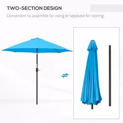 Outsunny 2.6M Patio Umbrella Outdoor Sunshade Canopy w/ Tilt and Crank Blue - Additional view 6