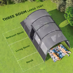 Outsunny 8-Person Camping Tent Tunnel Design with 4 Large Windows Dark Grey