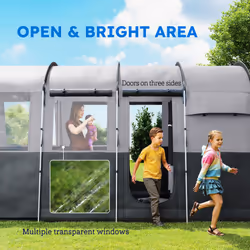 Outsunny 8-Person Camping Tent Tunnel Design with 4 Large Windows Dark Grey - Additional view 5