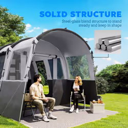 Outsunny 8-Person Camping Tent Tunnel Design with 4 Large Windows Dark Grey - Additional view 6