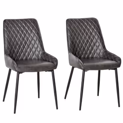 HOMCOM Retro Dining Chair Set of 2, PU Leather Upholstered Side Chairs