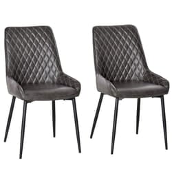 HOMCOM Retro Dining Chair Set of 2, PU Leather Upholstered Side Chairs