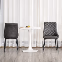 HOMCOM Retro Dining Chair Set of 2, PU Leather Upholstered Side Chairs