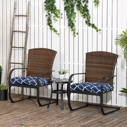 Outsunny Set of 2 Chair Cushions Seat Pads w/ Ties Blue for Garden Chairs Blue