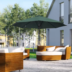 Outsunny Outdoor Market Table 3(m) Parasol Umbrella Sun Shade with 8 Ribs, Green