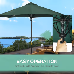 Outsunny Outdoor Market Table 3(m) Parasol Umbrella Sun Shade with 8 Ribs, Green