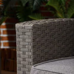 Outsunny 4 Piece Rattan Garden Furniture Set with Sofa, Glass Table, Grey - Additional view 5