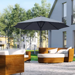 Outsunny Outdoor Market Table 3(m) Parasol Umbrella Sun Shade with 8 Ribs, Grey