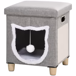 PawHut 2 in 1 Cat Bed Ottoman w/ Removable Cushion, Handles, Scratching Pad - Additional view 8