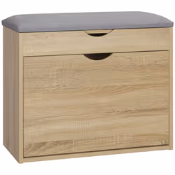HOMCOM Entryway Shoe Bench with Cushion Storage Cabinet for Living Room Natural - Additional view 7