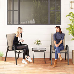 Outsunny 3PCs Bistro Set with Breathable Mesh Fabric Stackable Chairs Brown