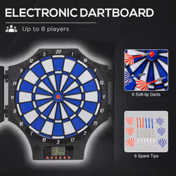 SPORTNOW Electronic Dartboard Set with Cabinet, 31 Games, for 8 Players