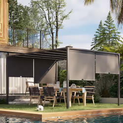 Outsunny 3 x 4m utdoor Garden Pergola with LED Lights Grey